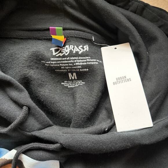NWT Degrassi Hoodie Mens Medium Sweatshirt Black Pullover Drake Color Bars UO - Picture 2 of 9